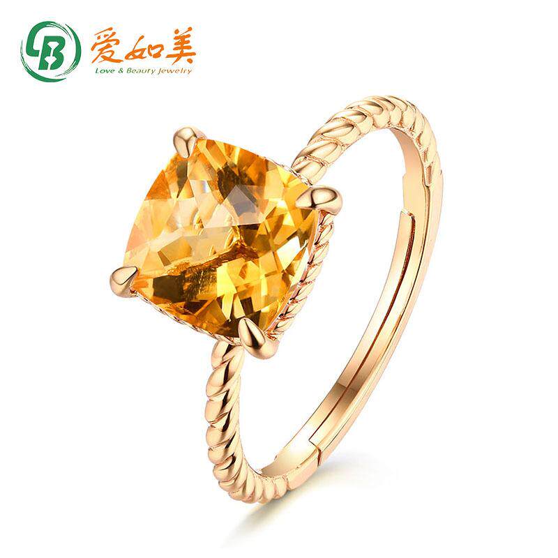 戒指水晶银玫瑰天然女镀金s925麻花石黄纯银kuma切金镶嵌简约指环
