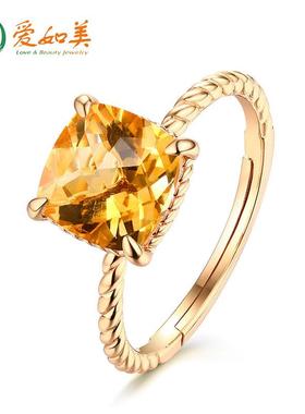 戒指水晶银玫瑰天然女镀金s925麻花石黄纯银kuma切金镶嵌简约指环