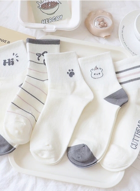 秋冬款袜子女中筒袜高颜值韩版ins潮百搭森系网红卡通可爱长筒