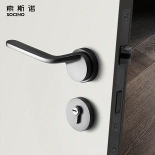 索斯诺北欧门锁现代简约磁吸房门锁室内卧室静音门锁黑灰分体门锁