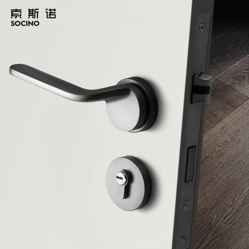 索斯北欧现代简约静音黑灰门锁