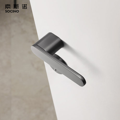 索斯诺现代简约灰黑色静音门锁