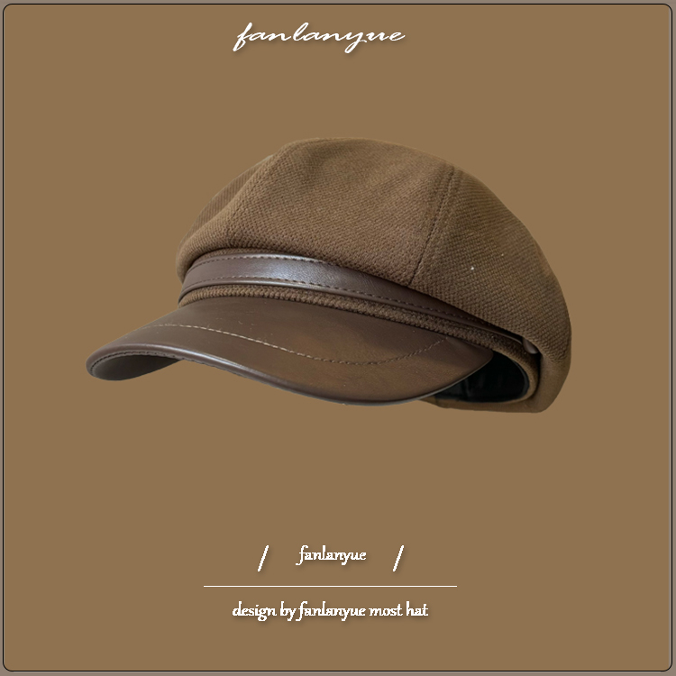 fanlanyue复古文艺美拉德棕帽