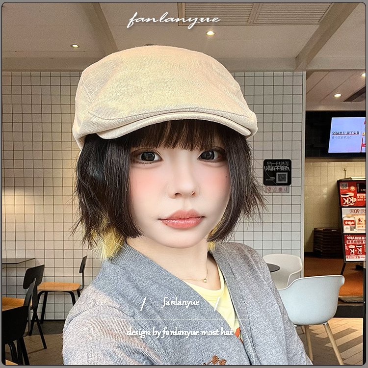 日系复古前进帽四季正反可戴鸭舌帽棉麻报童帽女贝雷帽画家帽子男