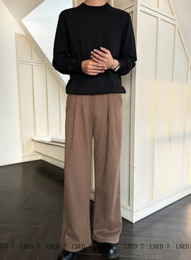LNED7【老钱棕醋酸羊毛加绒卫裤】25冬季高品质A字直筒卫裤休闲裤
