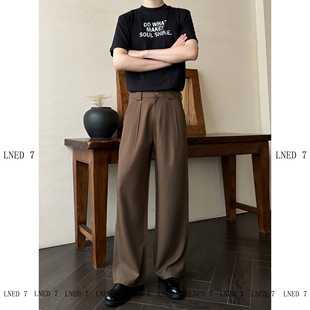 百搭休闲裤 LNED7 高品质三本针A字直筒西裤 春夏季 压褶设计西裤