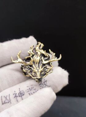 潮男黄铜龙头挂饰钥匙扣