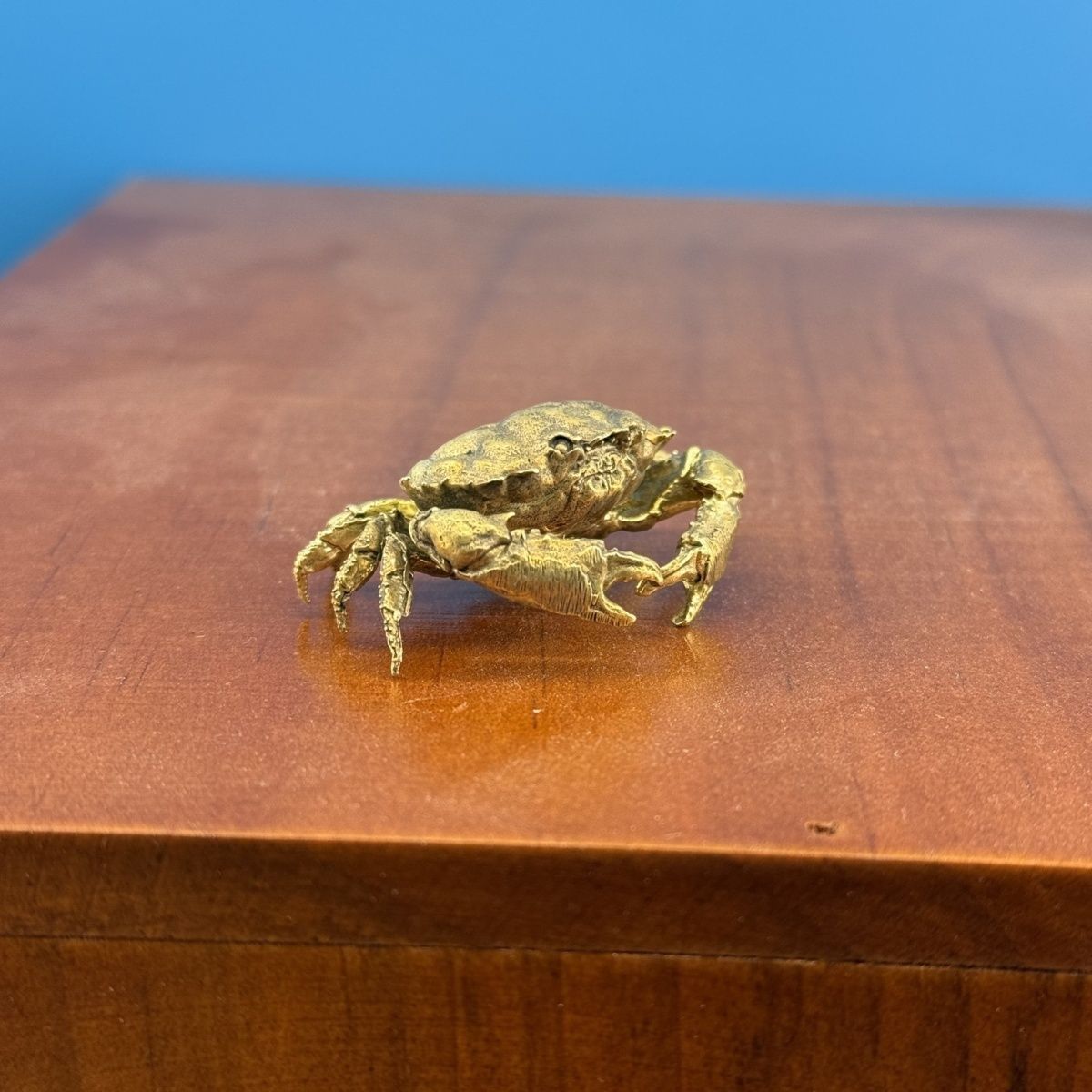 铜螃蟹摆件黄铜茶宠茶放鱼缸几书房仿真小动物横财到手小摆设礼物