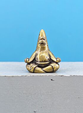 静下心来 铜派大星 打坐冥想车载摆件汽车中控台装饰桌面创意搞怪