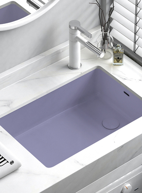 紫色方形嵌入式偏孔下水侧排水台下盆阳台陶瓷洗手面盆脸盆池