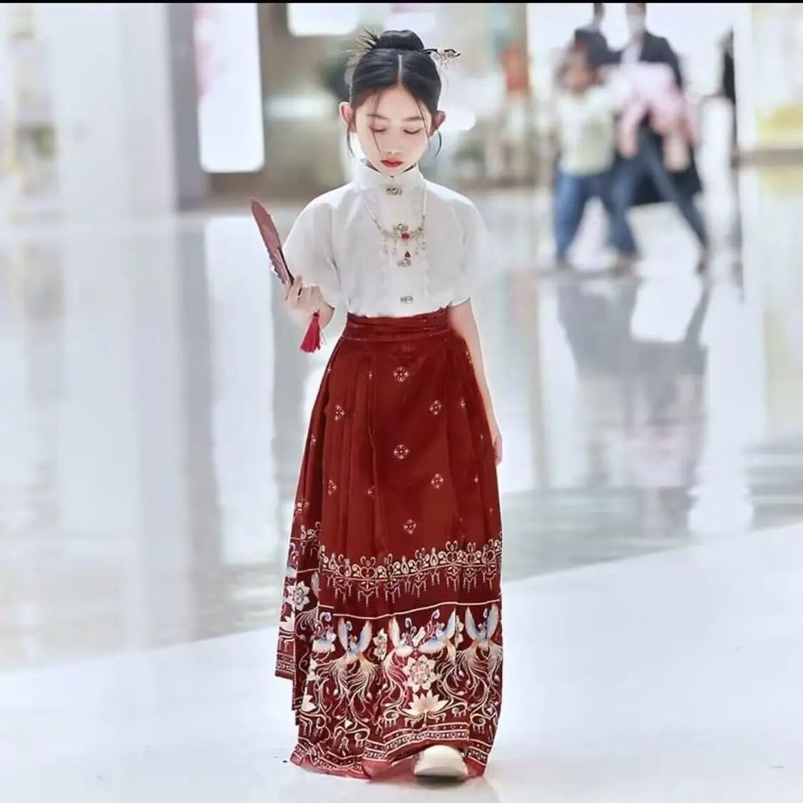 女童马面裙套装儿童汉服古装半身裙中国风秋季薄款唐装明制