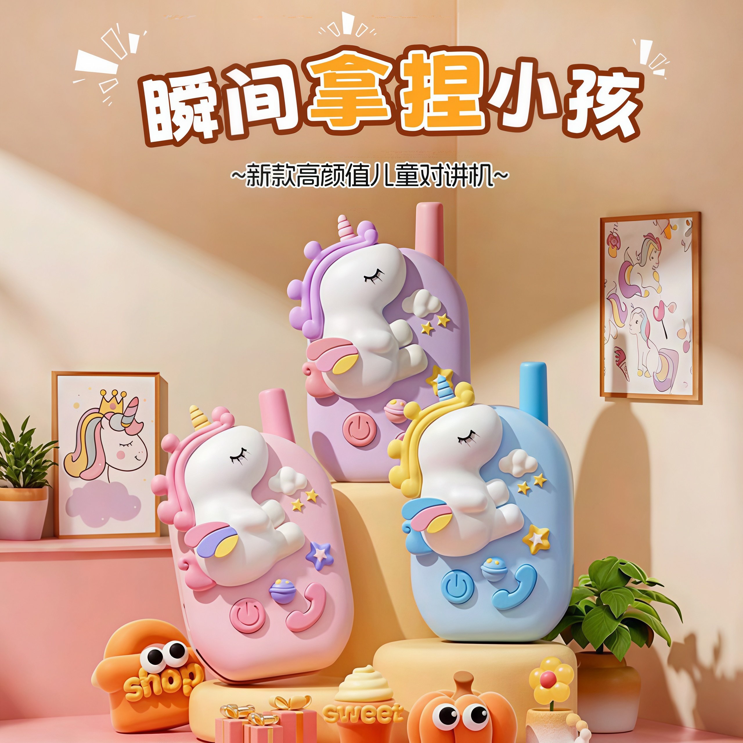 儿童对讲机一对室内户外男女孩子3岁5幼儿园无线通话玩具圣诞礼物