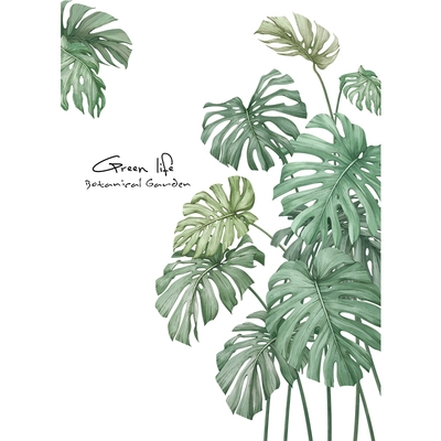 电视贴清北欧贴纸卧室装饰新绿墙面ins壁纸植物自客厅墙背景