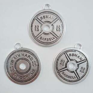 A8086吊牌举重砝码1000克/104个/包9.6克35x40mm健身创意合金挂坠