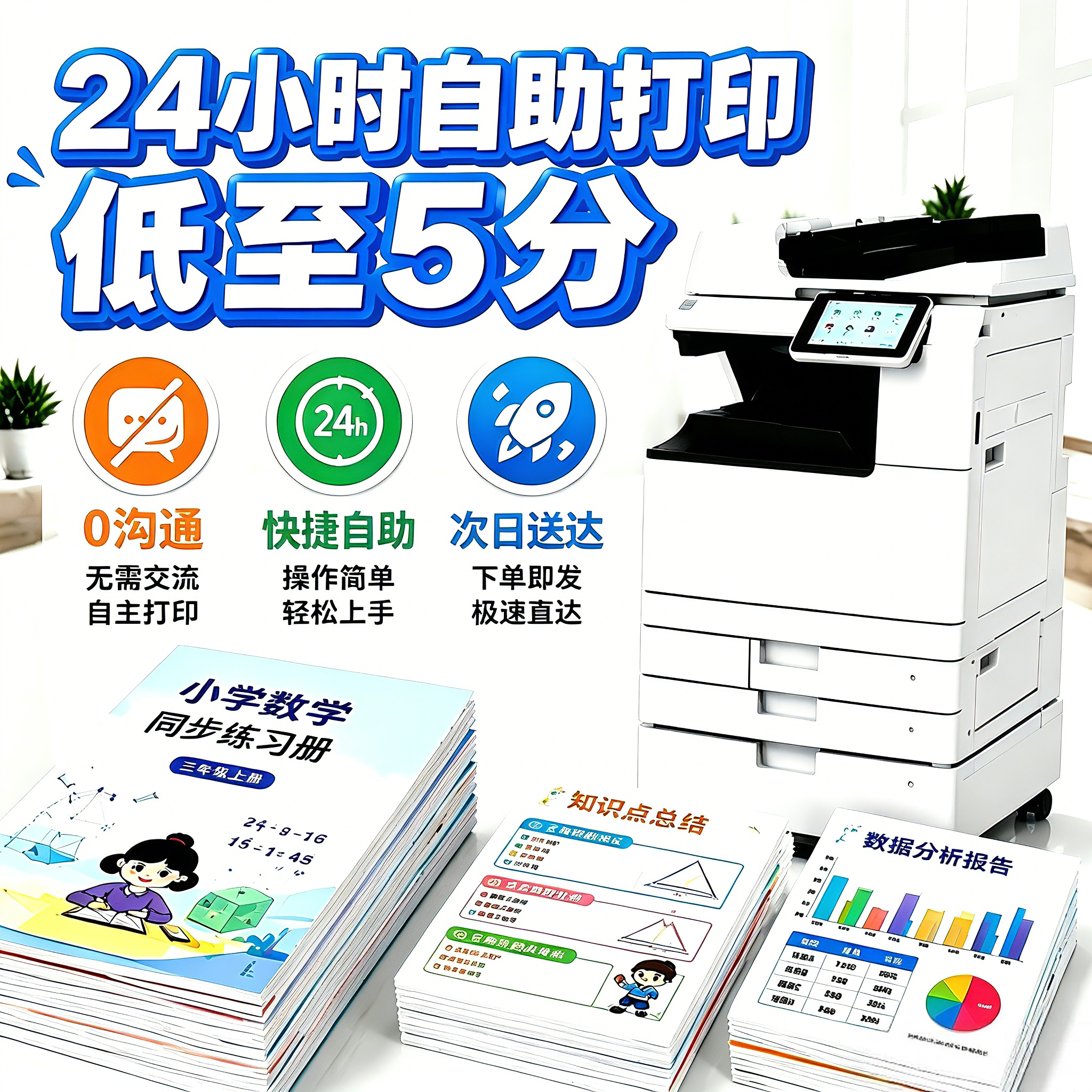 【淘宝打印】打印资料装订成册彩印PDF文件复印ppt印刷书籍胶装A4