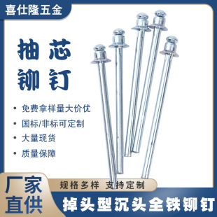 喜仕隆全铁掉头沉头拉钉抽芯铆钉掉头型铁拉钉拉铆钉铝铆钉铁铆钉