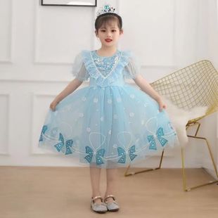 女童夏装连衣裙艾莎公主新款儿童洋气宽松童装女孩夏季中长款时尚