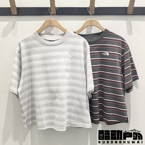 26春夏新款TheNorthFace北面户外运动纯棉复古条纹短袖T恤女8G06