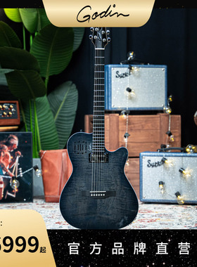 官方正品 加拿大Godin A 6 ULTRA 电木吉他 牛仔蓝