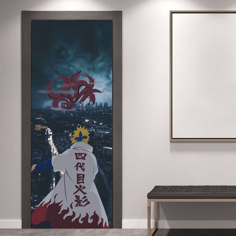 学生寝室卧室门贴纸自粘整张房门衣柜火影忍者宿舍男海报墙贴壁纸