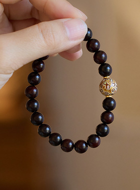 天然印度小叶紫檀手串女白色大漆