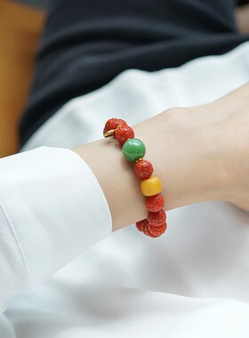 南红手链10mm回纹珠原创DIY款玛