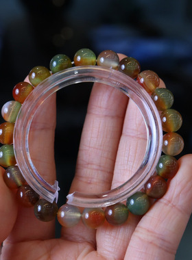 天然8MM孔雀玛瑙七彩玛瑙圆珠手