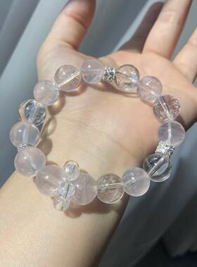【窗边海棠】天然粉水晶手串白水