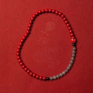 天然朱砂和田玉6mm双圈手链本命年属龙手串女士新款百搭礼物饰