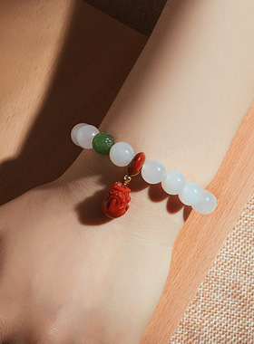 天然和田玉手链单圈10mm原创DIY