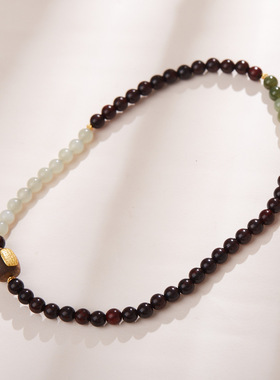 天然印度小叶紫檀手串S925银五条