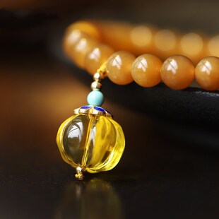 且末老糖玉和田玉6mm单圈佛珠手串DIY女款手链搭配蜜蜡饰品简约