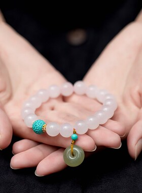 藕粉和田玉手串10mm单圈DIY女款