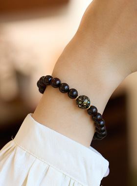 8MM天然印度小叶紫檀黄色大漆珠