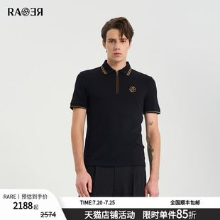 夏季 丝绵大珠地黑色翻领POLO衫 RARE威雅男装 新款 T恤 男士 短袖