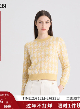 RARE威雅女装 秋冬新款黄色圆领针织衫女士长袖毛衫RR2246241381