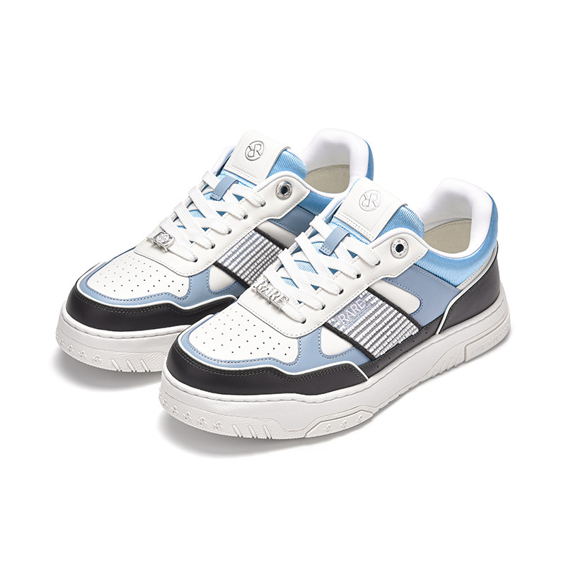 RARE威雅男鞋2026春夏新款板鞋男士三色拼色牛皮革鞋子时尚休