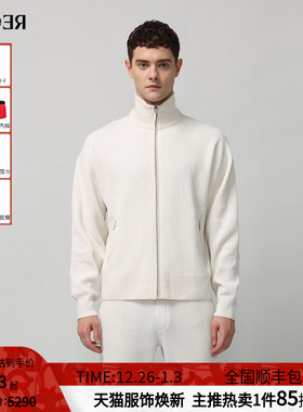 RARE威雅男装秋冬新款米白条绒男士毛衫白色开衫外套