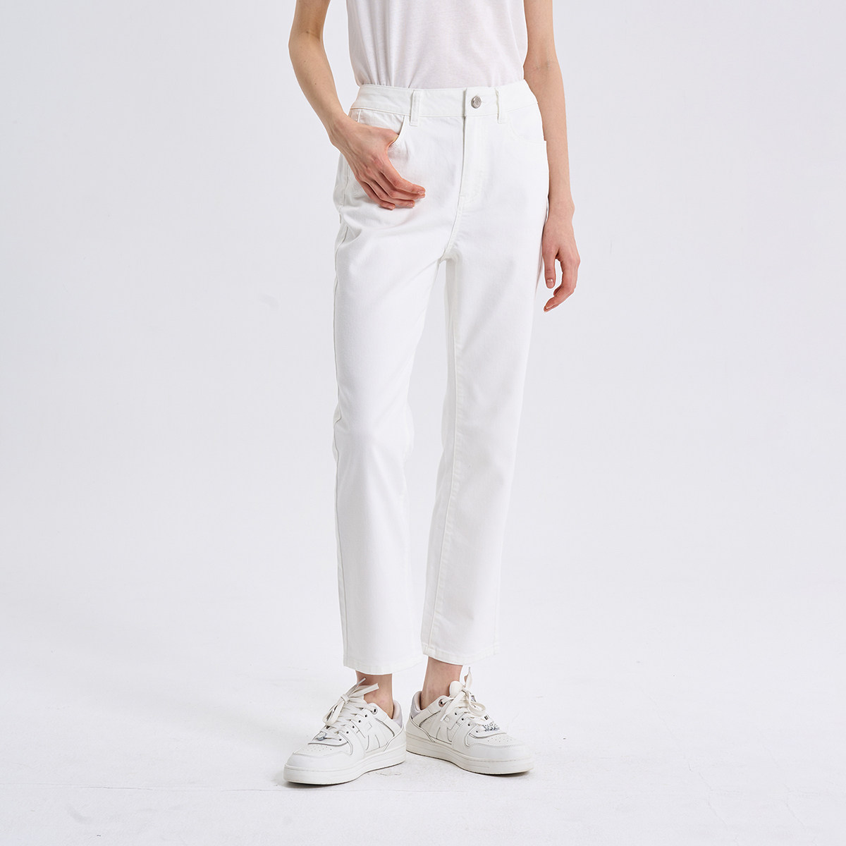 RARE威雅女裤2026夏季新款白色长裤轻薄透气时尚百搭微喇牛仔裤女