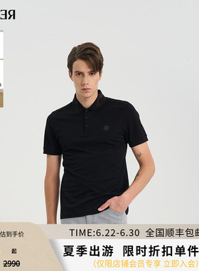 RARE威雅男装夏季新款黑色商务通勤Polo衫珠地网眼翻领短袖T恤男