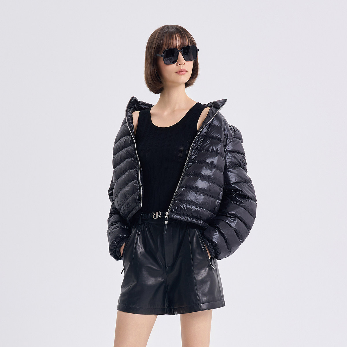 【鹅绒】RARE威雅女装 2026春夏新款保暖外套红色立领轻薄羽绒服