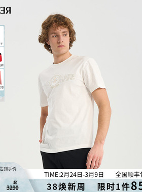 RARE威雅男装夏季新款狮子字母组合白色棉质圆领T恤宽松短袖