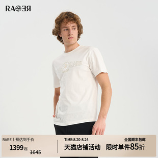 RARE威雅男装 夏季 新款 狮子字母组合白色棉质圆领T恤宽松短袖