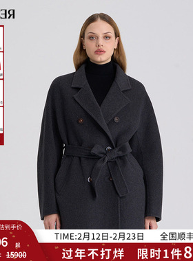 RARE威雅女裤 秋冬新款深灰色女士羊绒短款大衣外套RR2246150645