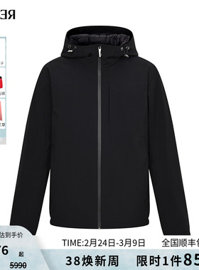 RARE威雅男装 冬季新款黑色连帽保暖外套男士【鹅绒】轻薄羽绒服