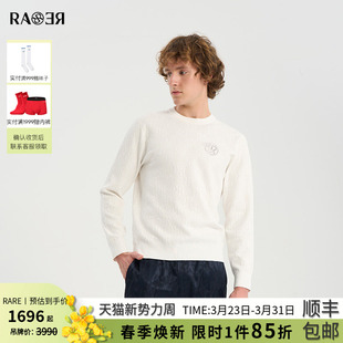 毛衫 RARE威雅男装 白色圆领长袖 赛车系列双R肌理男士 春夏新款