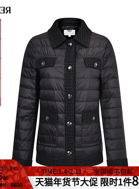 RARE威雅女装 秋冬新款黑色阔版花纱羽绒服外套RR2246130130