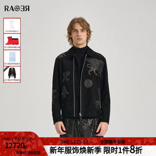 锦葵花翅膀图案男士 2025秋冬新款 RARE威雅男装 皮衣夹克 情侣款