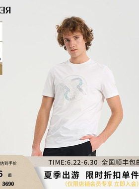 RARE威雅男装夏季新款 狮子LOGO工艺白色圆领T恤 修身短袖男