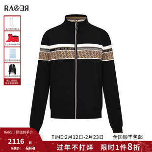 RARE威雅男装【绵羊毛】针织外套秋冬新款黑色立领拉链毛开衫